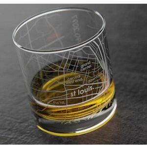 NWT WELL TOLD Engraved St. Louis MO Map Rocks Glasses x 2
